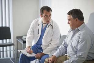Patients see a doctor with postoperative complications