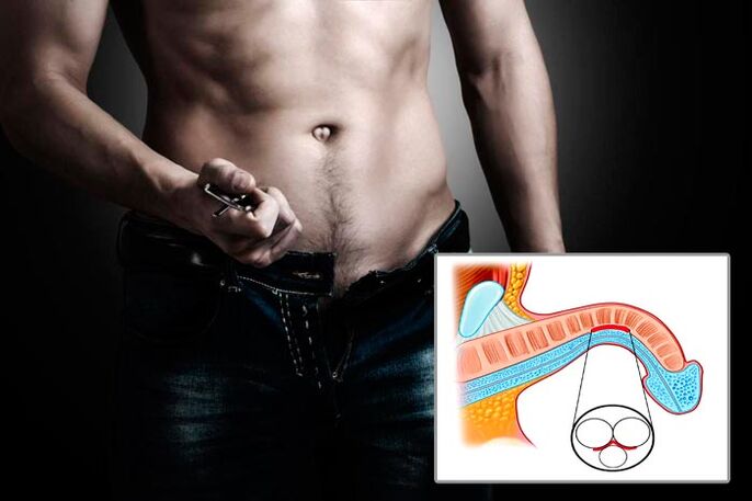 Men Unzips his flies for penis enlargement exercises