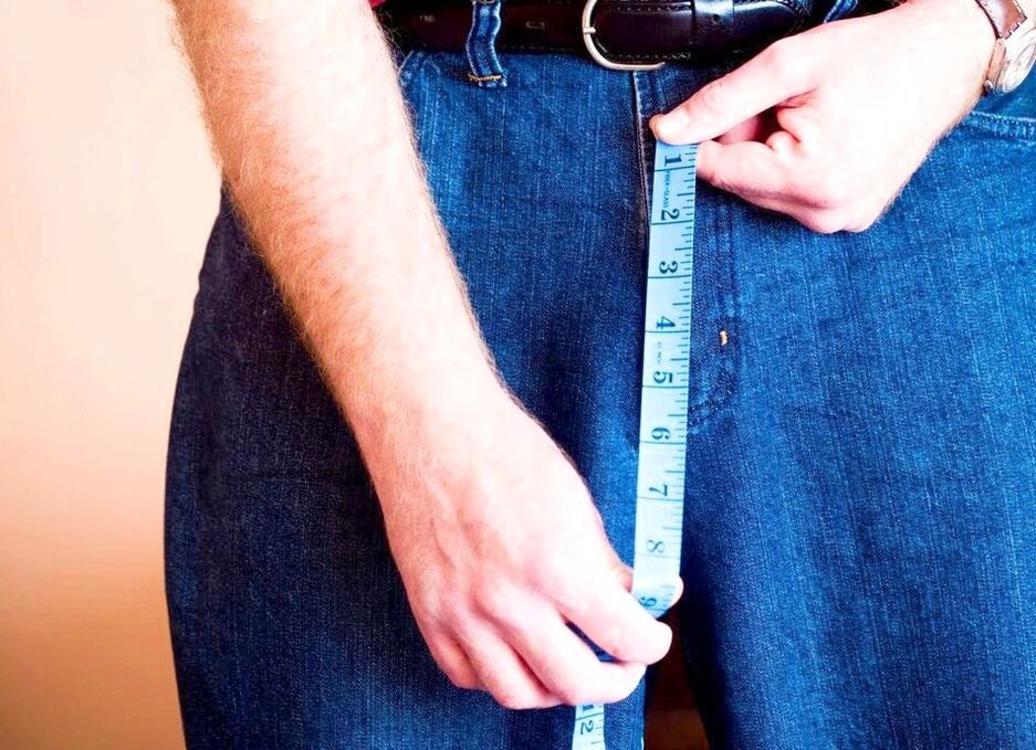 men measure the penis after enlargement